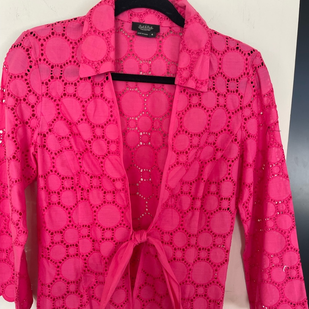 Women's Pink Peck and Peck Tie-Front Top
